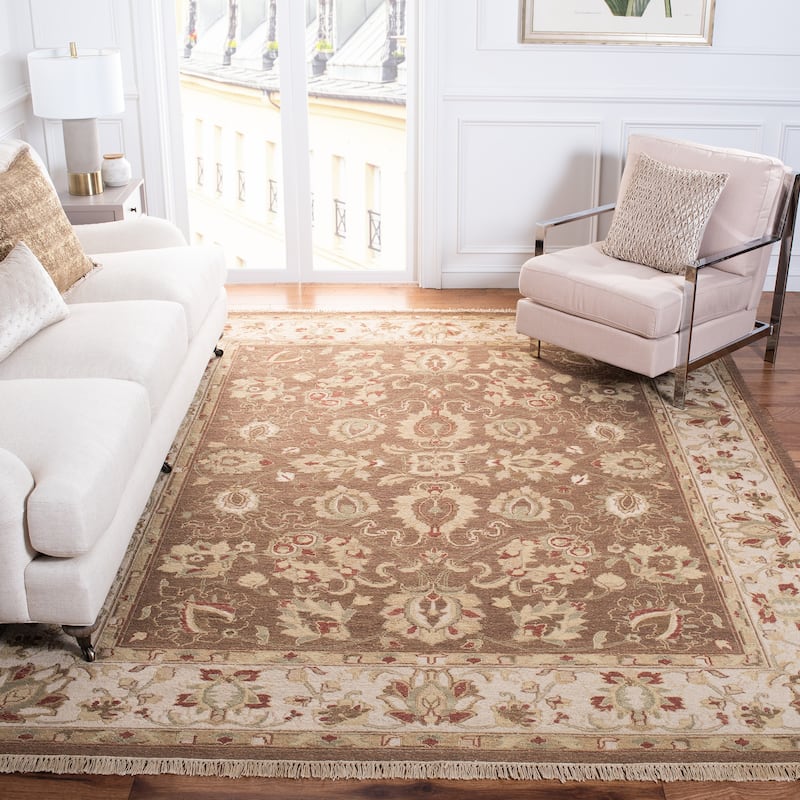 SAFAVIEH Couture Handmade Sumak Flatweave Akmini Traditional Oriental Wool - 6' x 9' - Brown/Beige