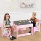 preview thumbnail 4 of 8, Gymax 3 in 1 Kids Wood Table Chairs Set w/ Storage Box Blackboard