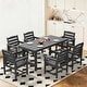 preview thumbnail 42 of 82, 7-Piece HDPE Outdoor Dining Table Sets with Umbrella Hole - 1-Table 6-Chairs
