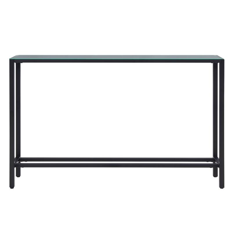 HomeRoots 56" Black Mirrored Glass Console Table - 56.00 in. x 30.00 in. x 8.00 in.