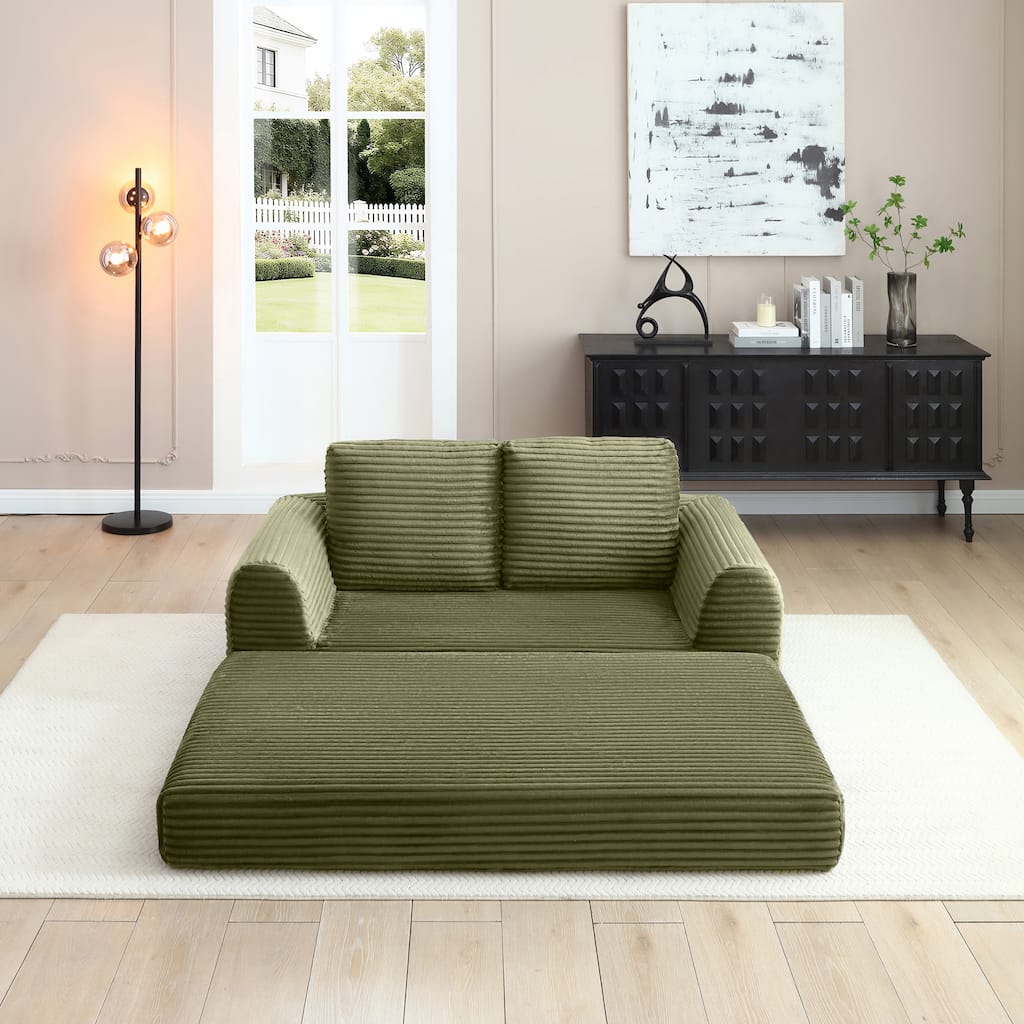 Sofa Bed Sleeper Sofa with 2 Pillows, Upholstered Sofa Couch Green Loveseat 2-Seater Sofa Couch with Armrests