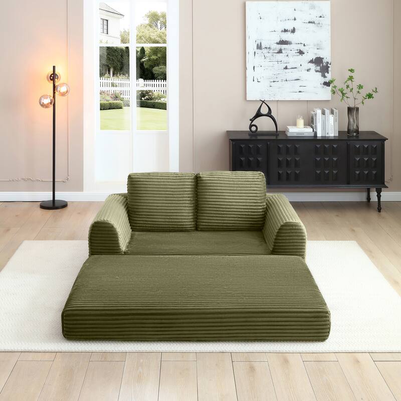 Sofa Bed Sleeper Sofa with 2 Pillows, Upholstered Sofa Couch Green Loveseat 2-Seater Sofa Couch with Armrests - Green