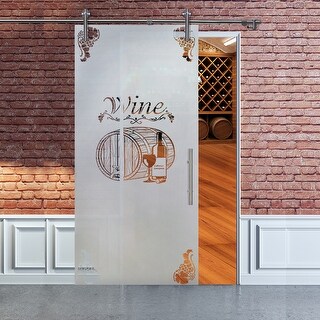 Sliding Glass Barn Door With Wine Design V1000 - Bed Bath & Beyond ...