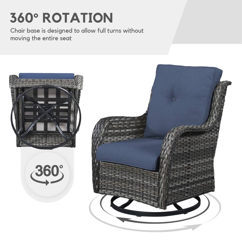 Gymojoy Patio Swivel Rocking Chair Coffee Table Set