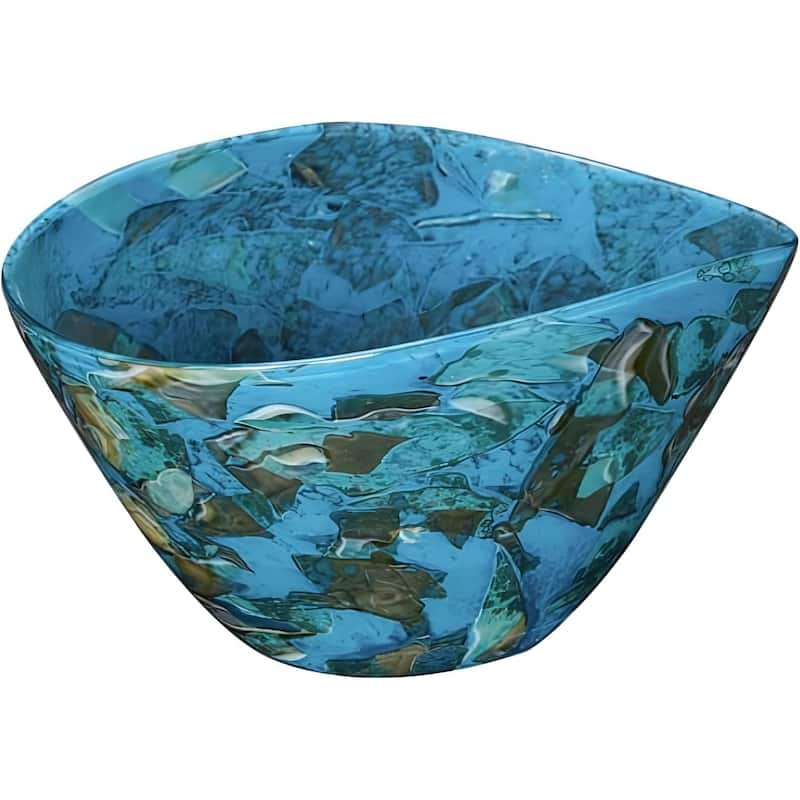 Aria Home Teal and Olive Handblown Glass Bowl and Vase Decor Set of 3