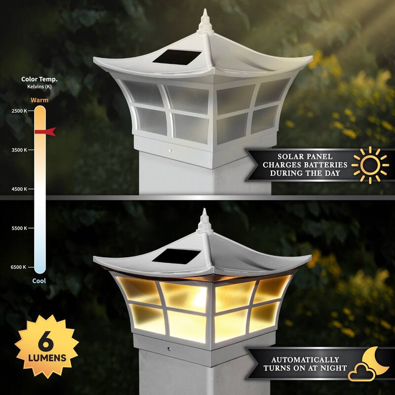 Classy Caps 5x5 White PVC Ambience Solar Post Cap (Set of 2)