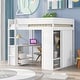 preview thumbnail 19 of 33, Modern Full Size Wood Loft Bed Kids Bed with Wardrobes and Two Storage Drawers,Desk with Cabinet White