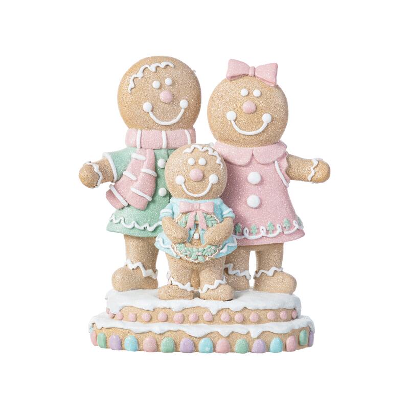 Glitzhome Resin Christmas Gingerbread Figurines Xmas Table Decor for Party Mantel Shelf Sitter