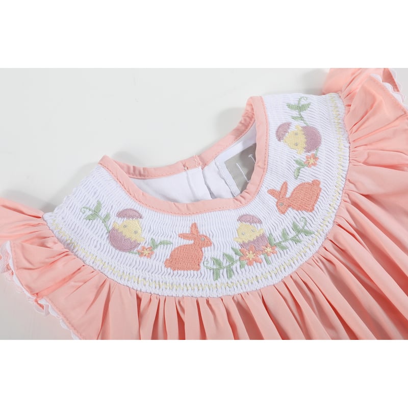 Lil Cactus Light Pink Easter Smocked Bishop Dress