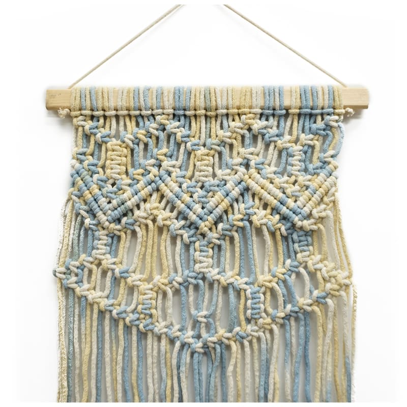 Home&Manor Wool and Cotton Macrame Wall Hanging with Rod Included - Exact Size