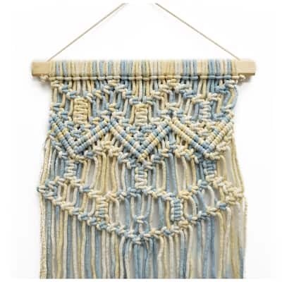 Home&Manor Wool and Cotton Macrame Wall Hanging with Rod Included - Exact Size
