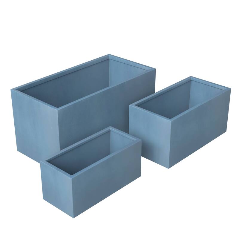 Bloom 3-Piece Rectangular Fiberstone and MGO Clay Planter Pot Set