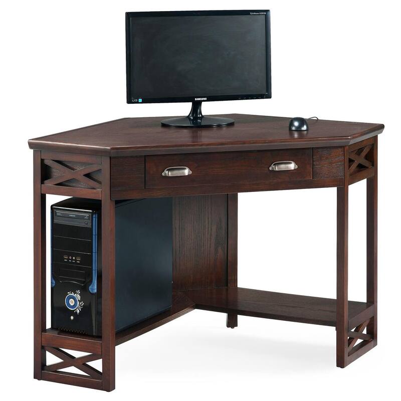 Corner Computer Desk - Writing Desk Home Office - Elegant Burnished Oak Finish - 48" Wide