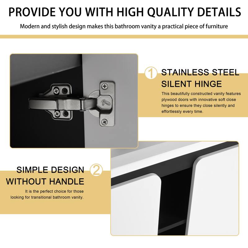 Malwee 32"/36"/40" Floating Bathroom Vanity with Sink, Wall Mounted Bathroom Vanity with Soft Close Doors and shelf