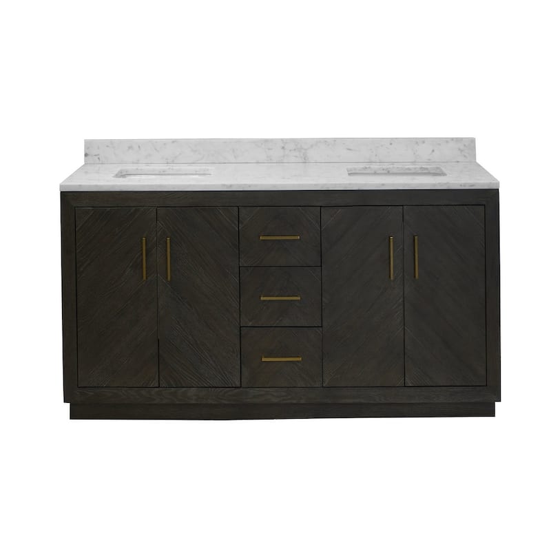 KitchenBathCollection Peyton 72" Double Bathroom Vanity with Carrara Marble Top