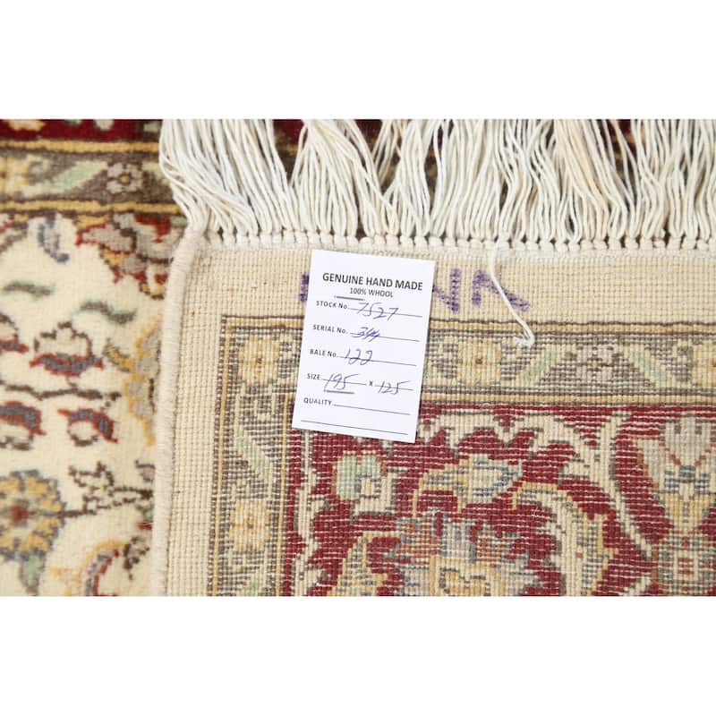 Wool/ Silk Floral Tabriz Oriental Vegetable Dye Area Rug Hand-knotted - 4'1" x 6'5"