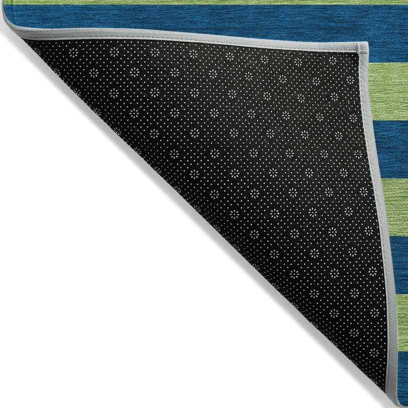 Machine Washable Indoor/ Outdoor Cabana Stripe Chantille Rug