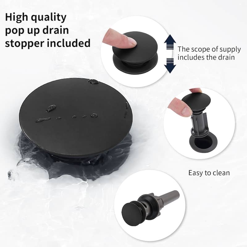2 Handle Bathroom Vanity Sink Faucet with Pop Up Drain and Supply Line, Ceramic Valve Cartridge, Anti Corrosion, Water Saving
