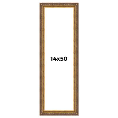 14x50 Frame Vintage Gold Solid Wood Picture Frame | 2.5 Inch Moulding