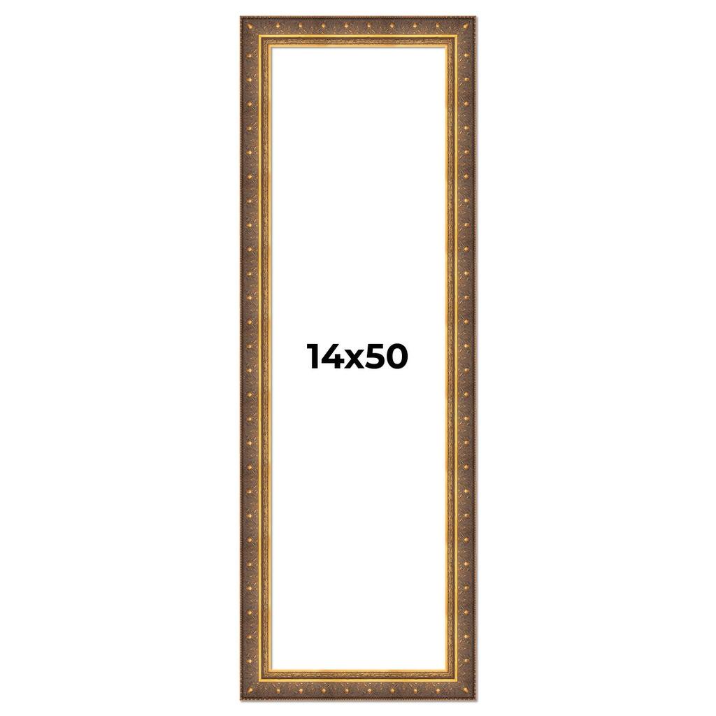 14x50 Frame Vintage Gold Solid Wood Picture Frame | 2.5 Inch Moulding