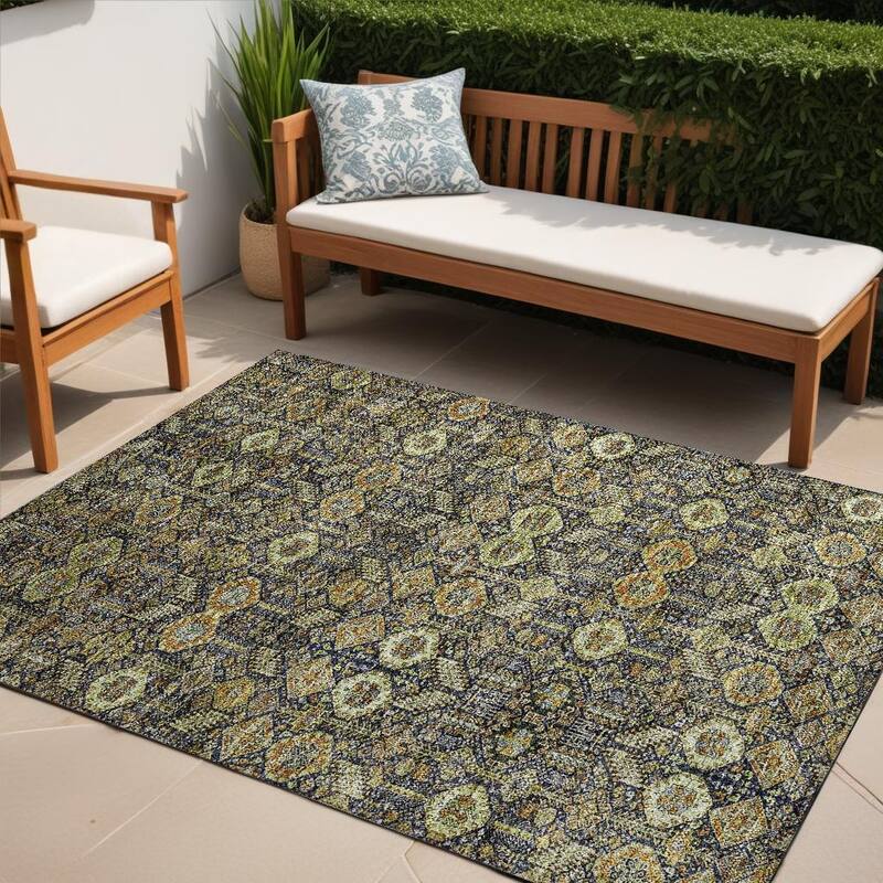 Caro Lush Floral Weather Resistant Blended Style Outdoor Rug - 5' X 8' - Multi