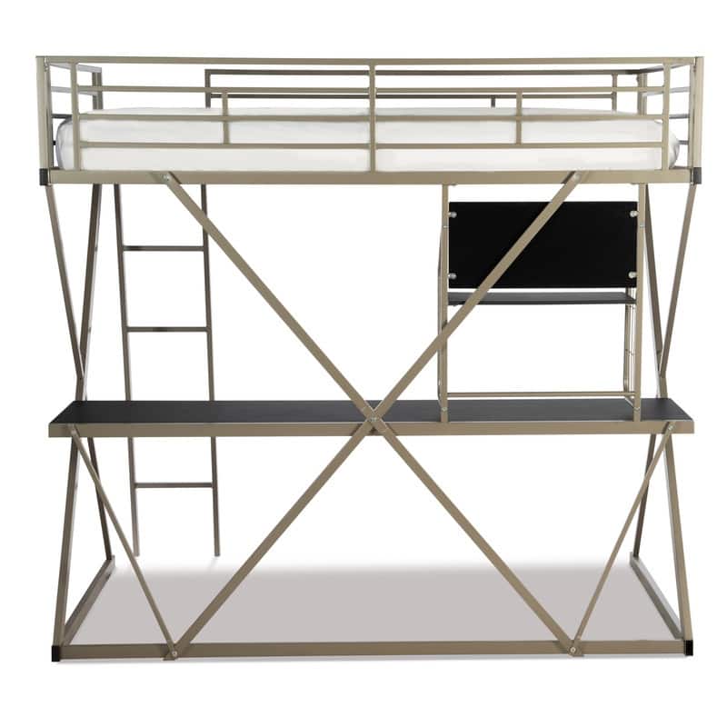 Linon Carlisle Pewter Twin Z Student Loft bed