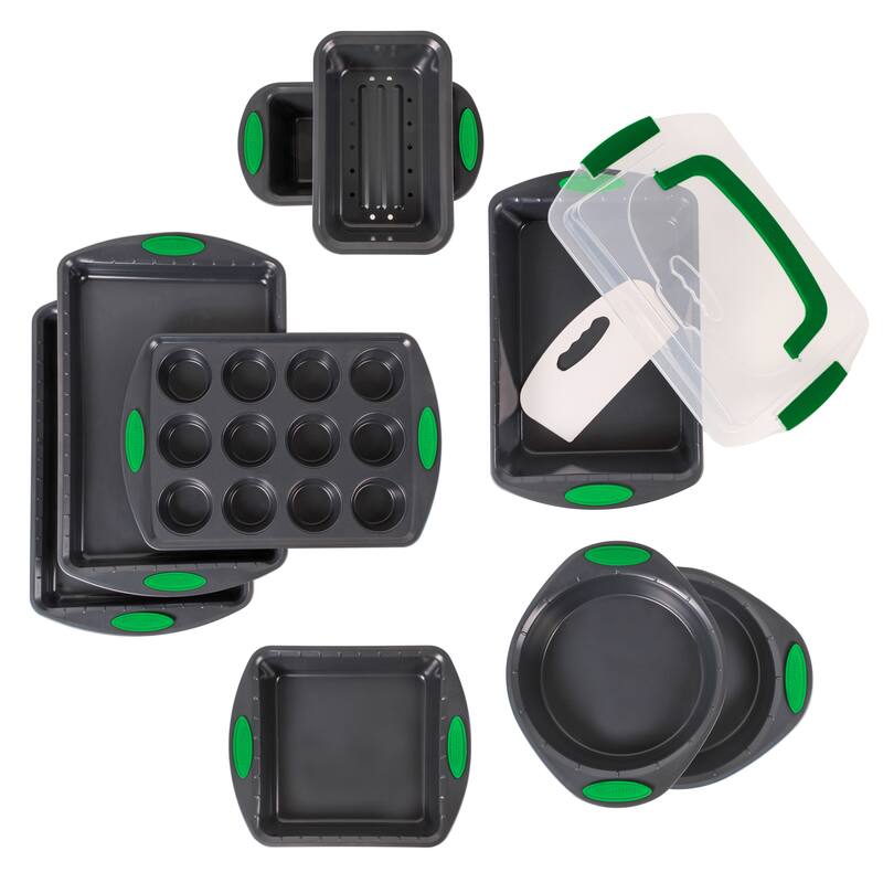 BergHOFF 11Pc Perfect Slice Bakeware Set, Silver & Green