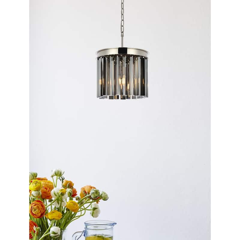Elegant Lighting 1208D12-SS/RC Sydney 3 Light 12" Wide Crystal Pendant