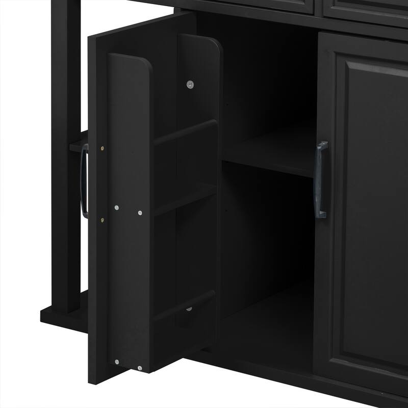 Kitchen Island with Storage Rack, 2 Drawers and 2 Cabinet