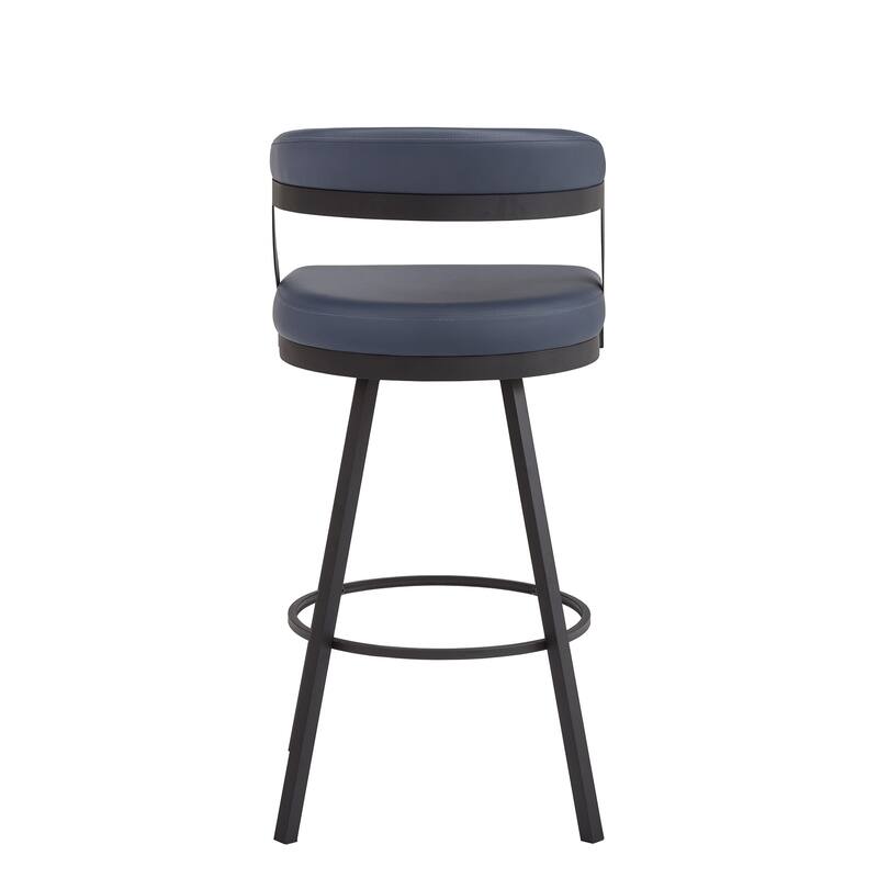 Bacalar Black Finish Metal Vegan Leather Swivel Chair (Set of 2) by iNSPIRE Q Modern