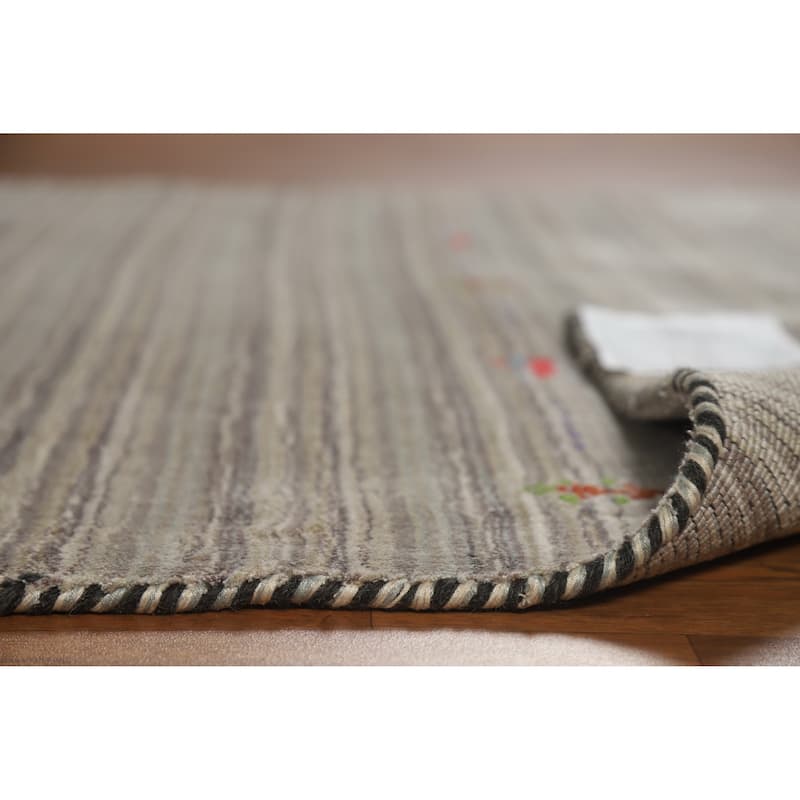 Tribal Animals Gabbeh Indian Rug Hand-Knotted Wool Carpet - 4'0" x 5'10"