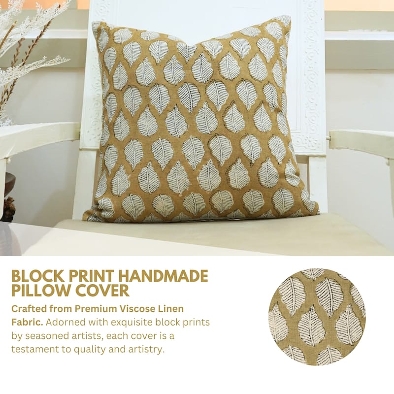 Fabdivine Soft Pillow Cover Shape Floral Block Print for Hotel Couch Spring Guest Room Blue Farmhouse, Mohini