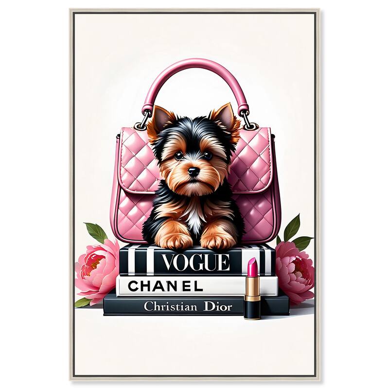 Fashionable Yorkie Canvas by Art Remedy - Silver - 10" x 15"