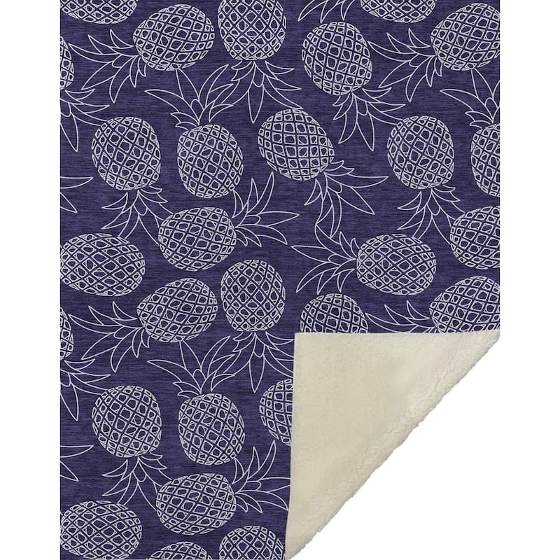 Premium Machine Washable ASB161 Pineapple Sherpa Throw Blanket