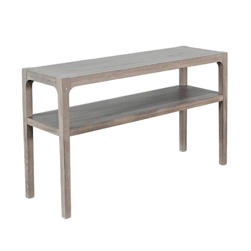 Fela Sofa Console Table, 48 Inch Top w Shelf, Natural Brown Solid Wood