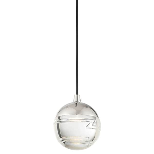 slide 2 of 5, Kovacs P5591-L Hail 4" Wide LED Mini Pendant with Clear Glass Polished Nickel