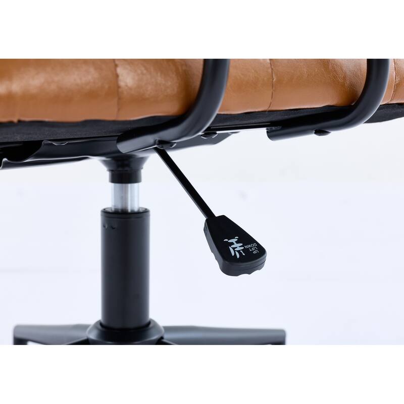 PU leather office chair, with armrest, high backrest, soft foam seating, 360 degree swivel, adjustable gaslift