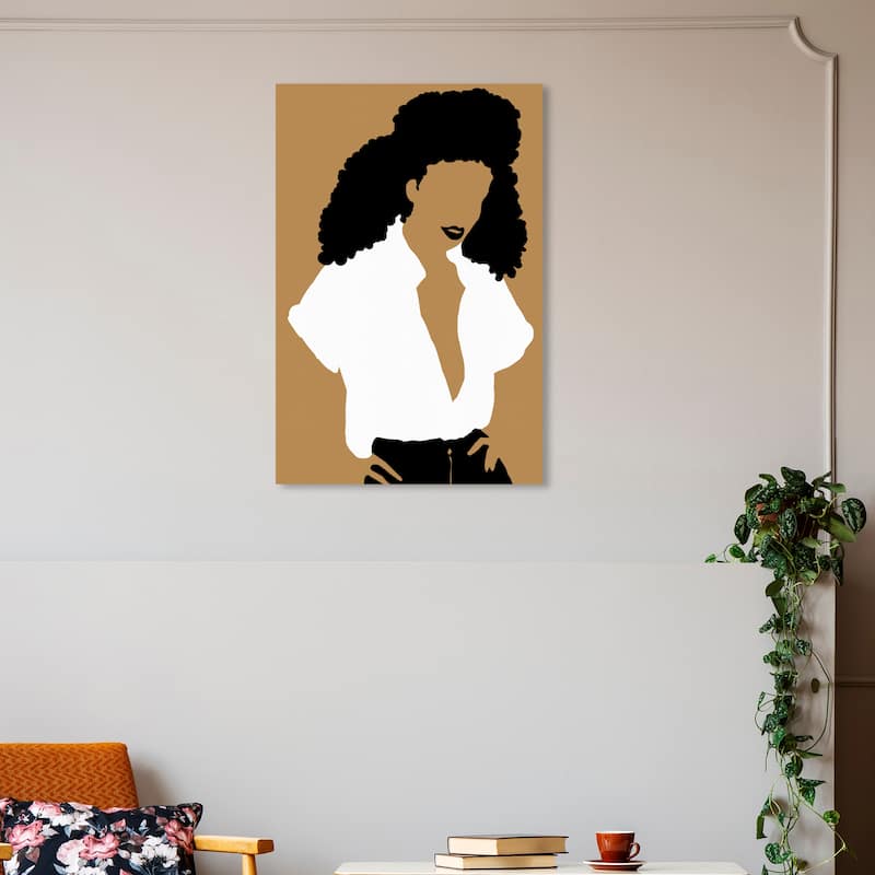 Wynwood Studio Canvas Fashion and Glam Glorious Her Brown and Ochre Modern & Contemporary Wall Art Canvas Print - 30 x 20