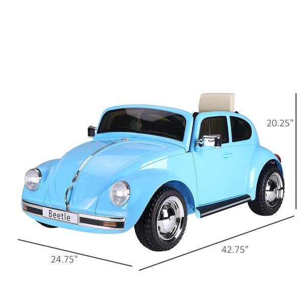 Realistic Volkswagen Beetle 6V Kids Electric Car with Music, Horn, Remote Control, and Headlights for Ages 3-6, ASTM Certified