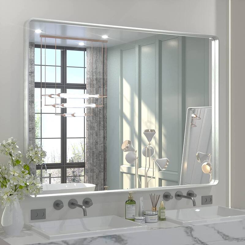TETOTE Modern Metal Frame Wall Mounted Hanging Bathroom Vanity Mirror