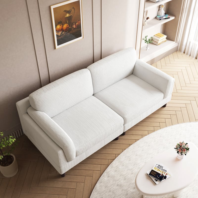 Modern 90" Loveseats Corduroy Sectional Sofa - Beige