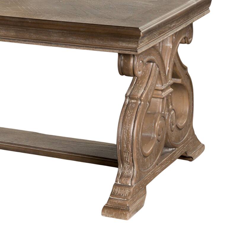 Wooden Coffee Table with Scroll Legs in Oak