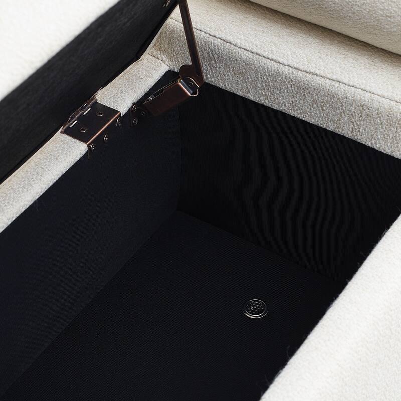 Upholstered Linen Storage Bench with Cylindrical Arms and Gold Metal Legs
