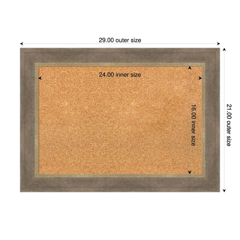 Driftwood Tan Wood Framed Cork Board - Bulletin Board, Organization Board, Pin Board - Natural - 29 x 21 in