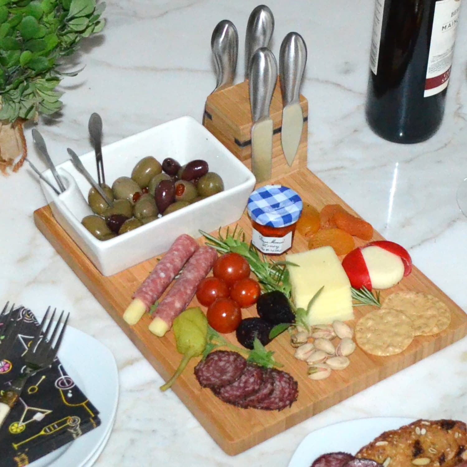 Picnic at Ascot Buxton Bamboo Charcuterie Board and Tools Set