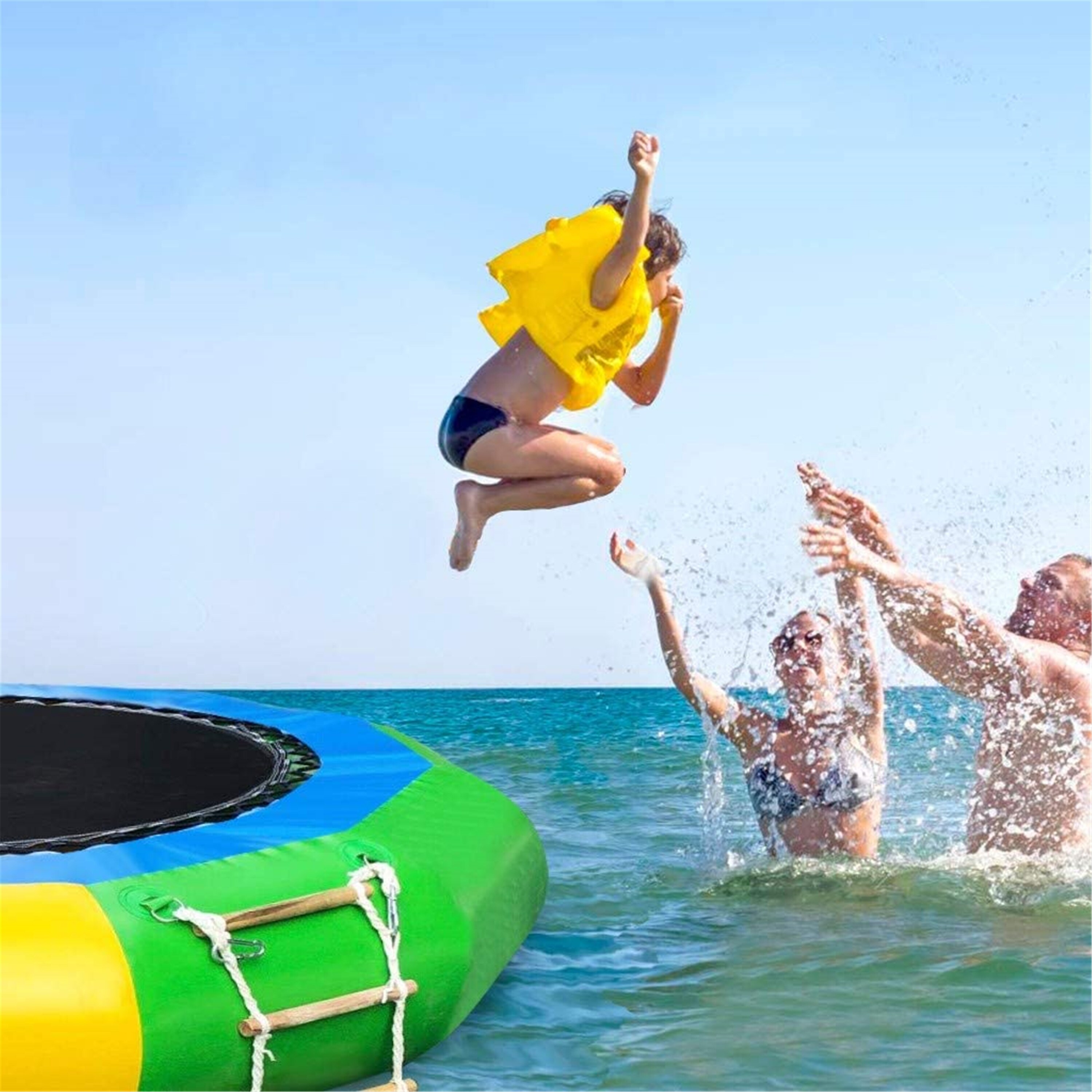 Inflatable Water Trampoline Bouncer 6 5ft Water Park Children S Bouncing Splash Padded Swim Platform Overstock 31457637