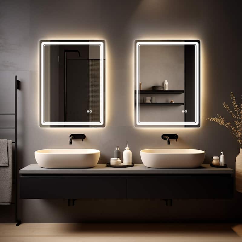 Wallbeyond 3-Tone Modern Style Frameless Rectangular LED Wall Mirror
