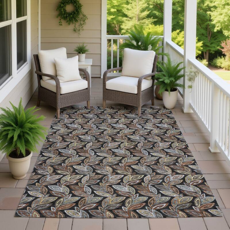 Machine Washable Indoor/ Outdoor Modern Rose Hill Chantille Rug