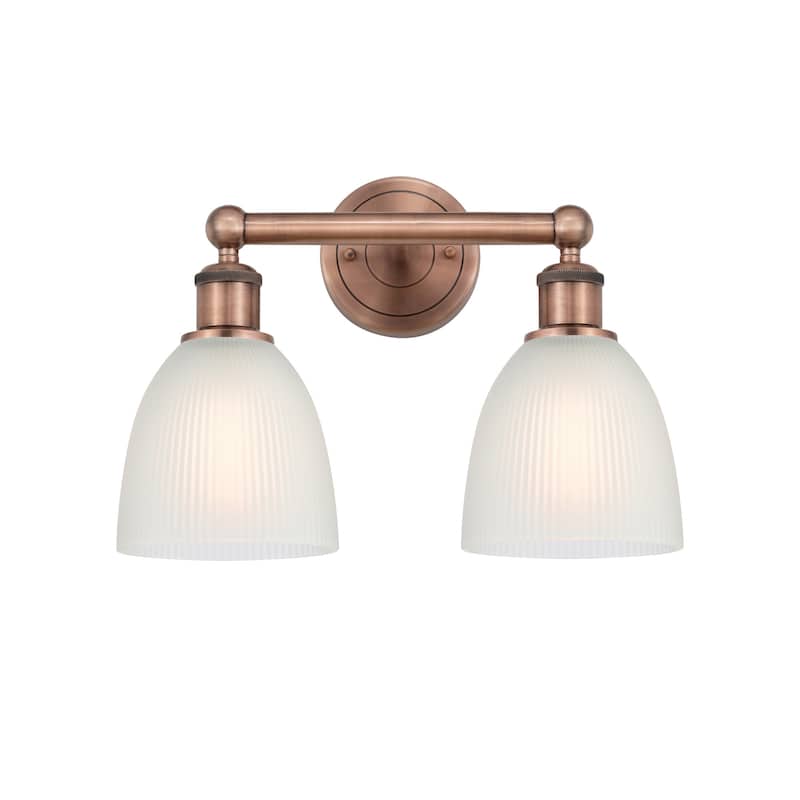 Innovations Lighting 616-2W-12-15 Castile Vanity Castile 2 Light 15" - Antique Copper / White