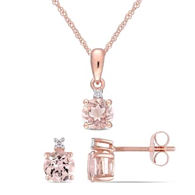 Miadora 10k Rose Gold Morganite and Diamond Accent Solitaire 2-piece Jewelry Set